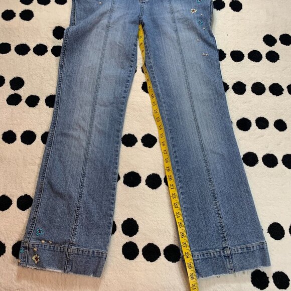 Vintage Y2K Embroidered Light Wash Denim Low Rise Straight Leg Jeans - Picture 12 of 12